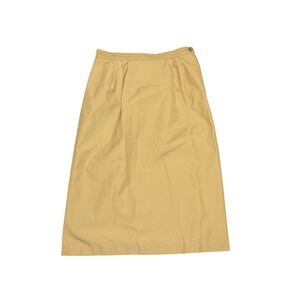 Vintage Saks Fifth Avenue Sanyo Tokyo Japan Tan Khaki Midi A-Line Skirt Women